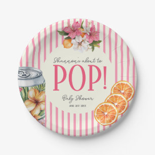En Carton Assiettes pour Baby Shower Citron à Rayures Roses