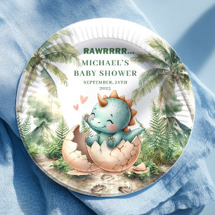 En Carton Assiettes pour Baby Shower Œuf de Dino Charmant qu