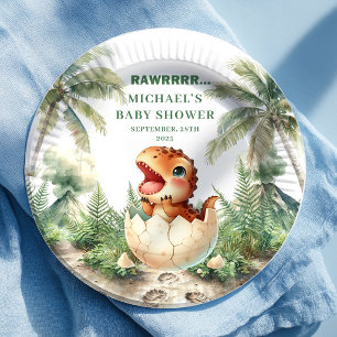 En Carton Assiettes pour Baby Shower Œuf de Dino Sucré qui É