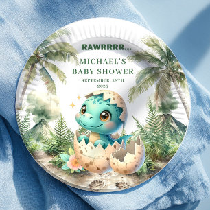 En Carton Assiettes pour Baby Shower Précieux Dino Bébé Naît