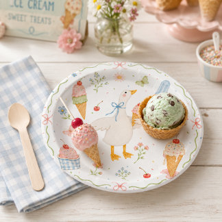 En Carton Assiettes pour Baby Shower Silly Goose Ice Cream S