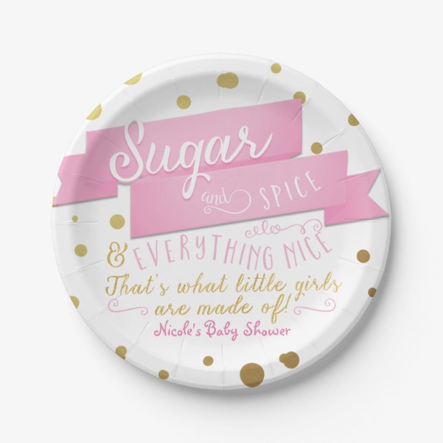 En Carton Assiettes pour Baby Shower Sugar & Spice & Everyth (Devant)