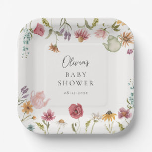 En Carton Assiettes pour Baby Shower Thé Floral Bébé