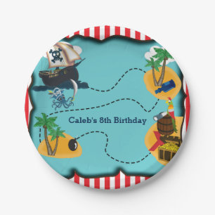 En Carton Assiettes pour fête d'anniversaire carte au trésor