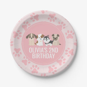 En Carton Assiettes pour fête d'anniversaire de chiot rose e