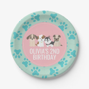 En Carton Assiettes pour fête d'anniversaire de chiot rose e