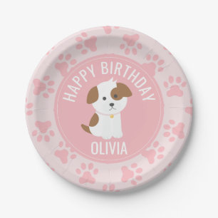 En Carton Assiettes pour fête d'anniversaire de chiot rose e
