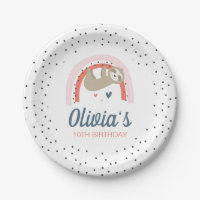 Assiettes pour fête d'anniversaire de paresseux ar