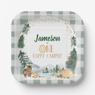 En Carton Assiettes pour fête d'anniversaire One Happy Campe