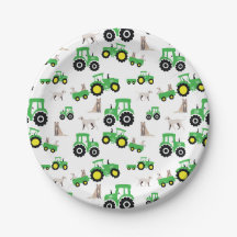 Assiettes pour fête d'anniversaire tracteur thème