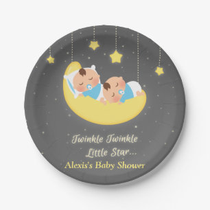 En Carton Assiettes pour fête de jumeaux, garçons, "Twinkle