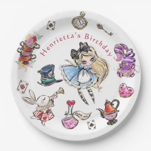 En Carton Assiettes pour la fête d'anniversaire d'Alice au p