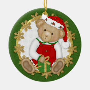 En Céramique 2 Côté - Beary Joyeux Teddy Ours Ornement