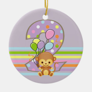 En Céramique 2èmes singe d'anniversaire de pourpre et ornement