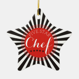 En Céramique 5 étoiles chef culinaire ornement sapin de Noël