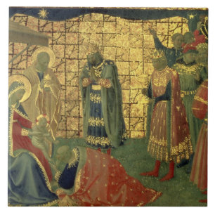 En Céramique Adoration des Magi, détail d'un carreau de