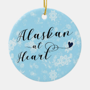 En Céramique Alaskan au coeur, ornement d'arbre de Noël, Alaska