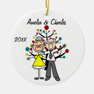 En Céramique Ancien Couple Personnalisé Ornement de vacances