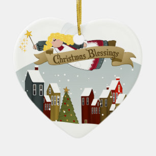 En Céramique Ange de Noël Ornement de sapin de fêtes