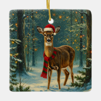 En Céramique Antique Style bois cerf de Noël Ornement