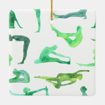 Aquarelle verte Ornement de Yoga