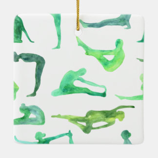 En Céramique Aquarelle verte Ornement de Yoga