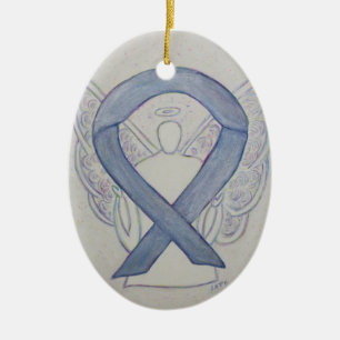 En Céramique Argent Mystic Awareness Ribbon Angel Ornement