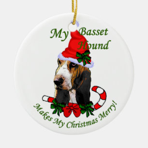 En Céramique Basset Hound Cadeaux de Noël Ornement