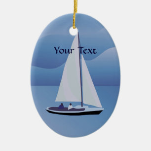 En Céramique Bateau à voile Ornement ovale