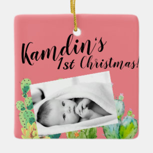 En Céramique Bébé personnalisé XMAS Ornement Bohème Cactus Su