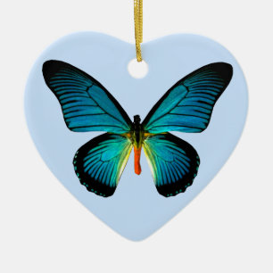 En Céramique Bleu papillon ornement cardiaque