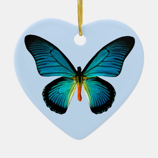 En Céramique Bleu papillon ornement cardiaque (Devant)