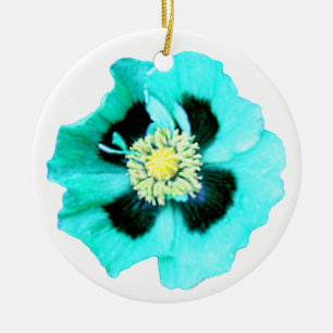 En Céramique Bleu Poppy rond ornement blanc