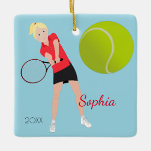En Céramique Blonde Joueur de tennis Keepsaké Ornement