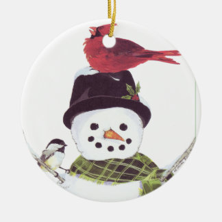 En Céramique Bonhomme de neige doux et ornement cardinal