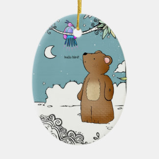 En Céramique Bonjour l'oiseau a indiqué M. Bear - ornement