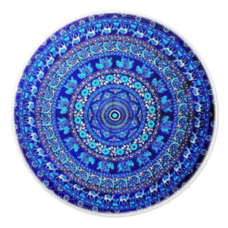 En Céramique Bouton de porte bleu de Bohème