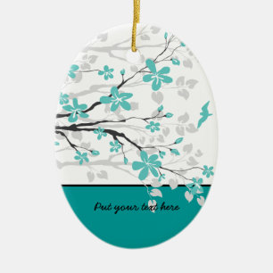 En Céramique Branche de Magnolia et fleurs ornement personnalis