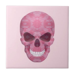 En Céramique Carreau crâne de camouflage rose