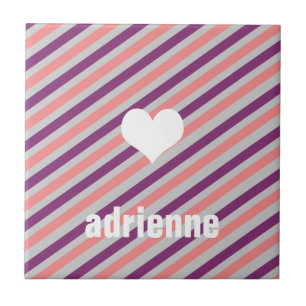 En Céramique Carreau d'affichage moderne de coeur rose violet