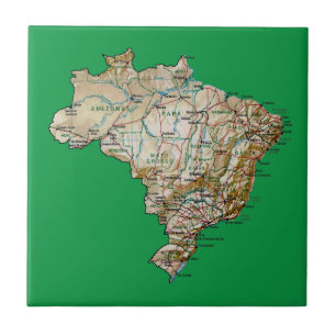 En Céramique Carreau de carte du Brésil