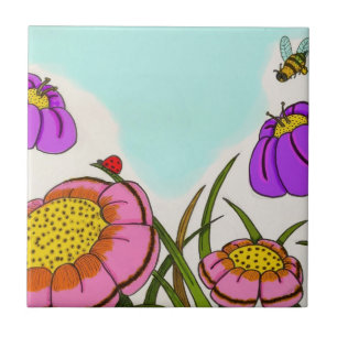 En Céramique Carreau de fleurs