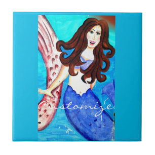 En Céramique carreau de sirène bleu brunette
