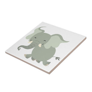 En Céramique Carreau d'éléphant de dessin animé joyeux mignon
