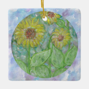En Céramique Cercle de rêve des tournesols avec ornement d'art