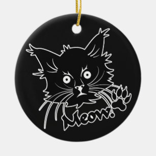 En Céramique Chat noir ornement personnalisé