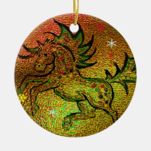 En Céramique Cheval de Noël - ornement