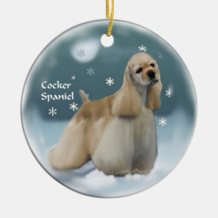 En Céramique Cocker Spaniel Cadeaux de Noël Ornement