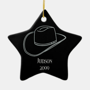 En Céramique Cowboy Noël Casquette Star Ornement
