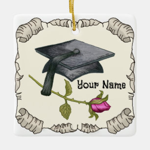 En Céramique Diplôme Cap Rose ornement